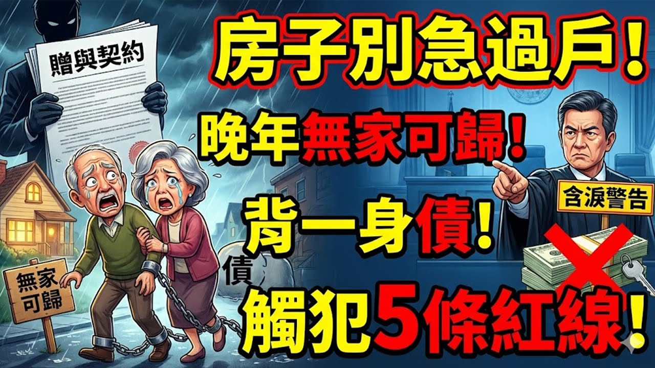 房子千萬別急著過戶給子女！律師含淚警告：觸犯這5條「贈與紅線」，你的晚年恐將無家可歸還背一身債！#房子過戶 #贈與 #律師 #財產規劃 #稅金