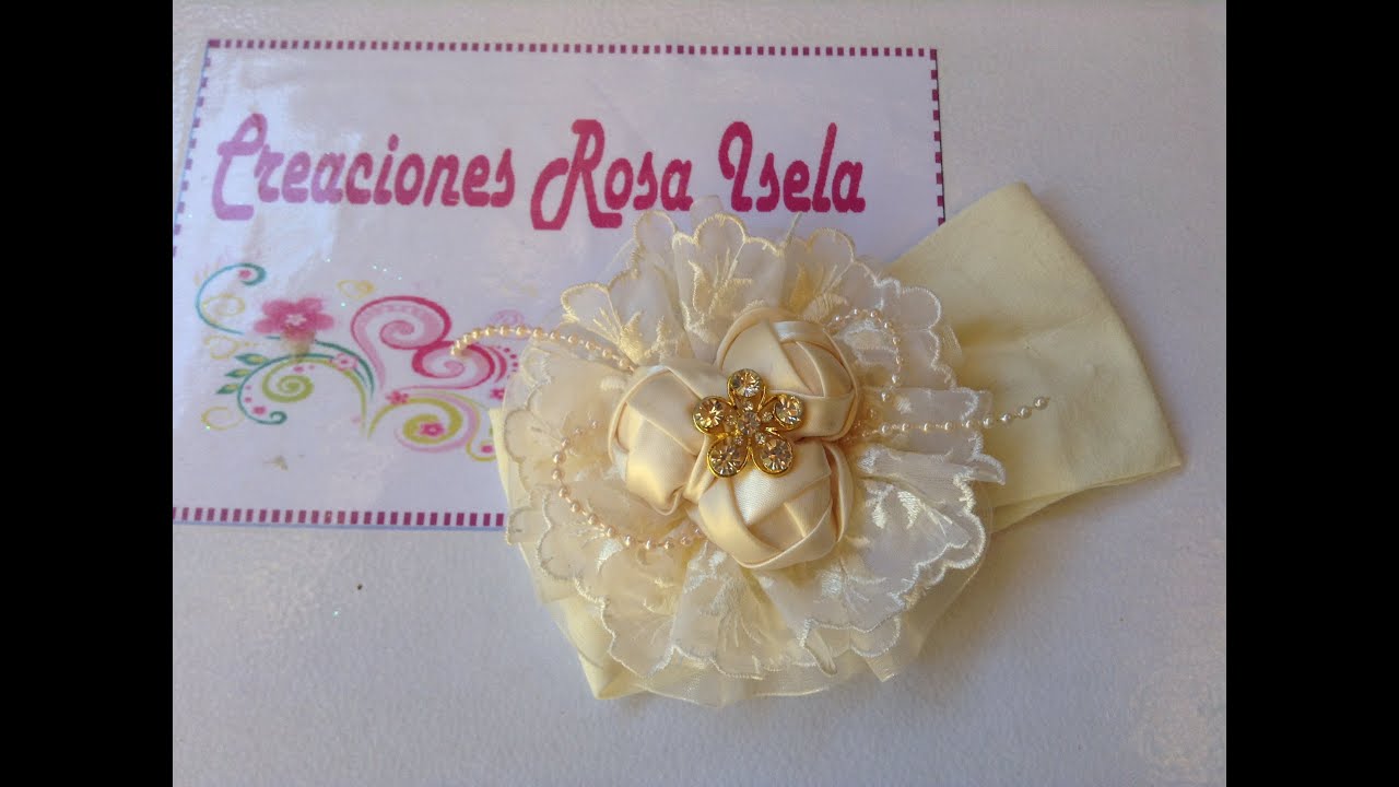 COMO HACER UN BOTÓN DE ROSA EN TIARA DE BAUTIZO No. 76