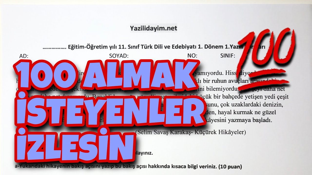11.Sınıf Edebiyat 1.Dönem 1.Yazılı