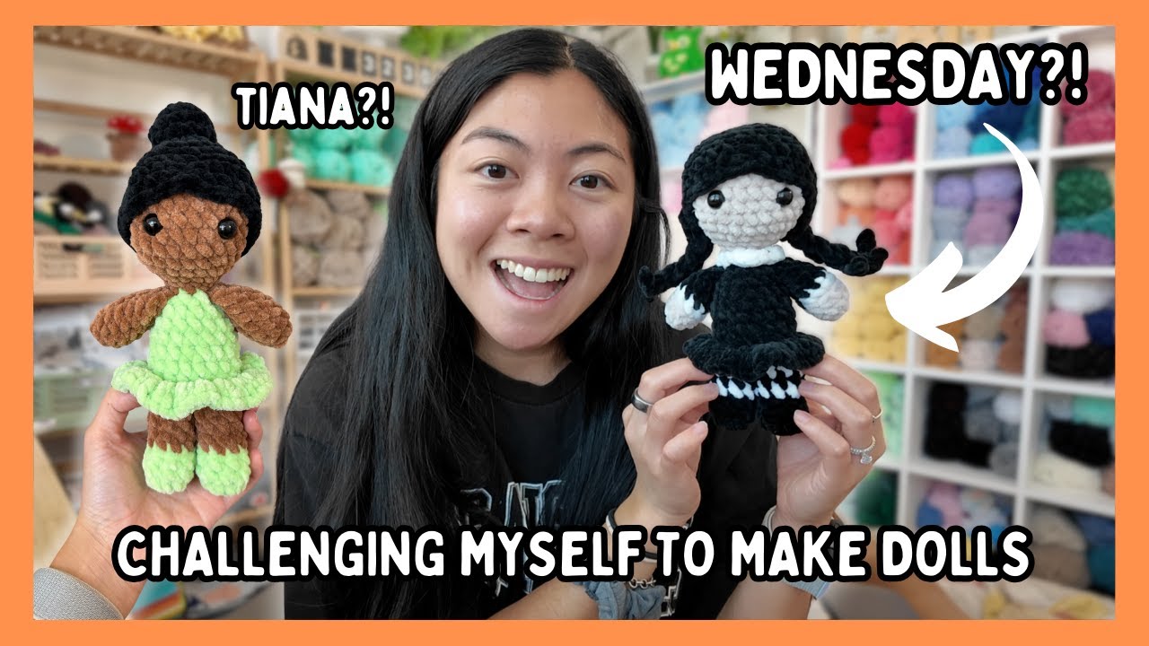 Challenging Myself to Crochet Dolls 🧶 Wednesday, Tiana, & Taylor Swift?! Crochet With Me Vlog