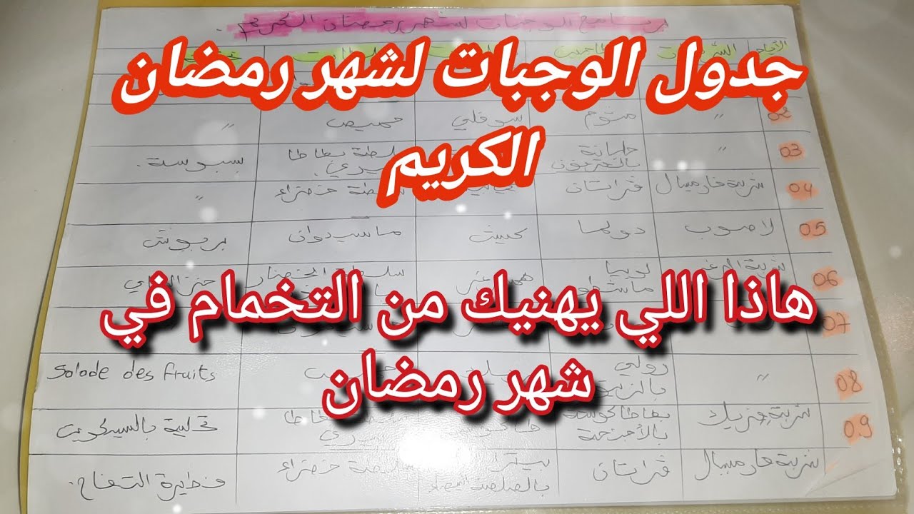 برنامج الوجبات لشهر رمضان الكريم🌜هنيتك من التخمام في وجبات رمضان 2026🤔