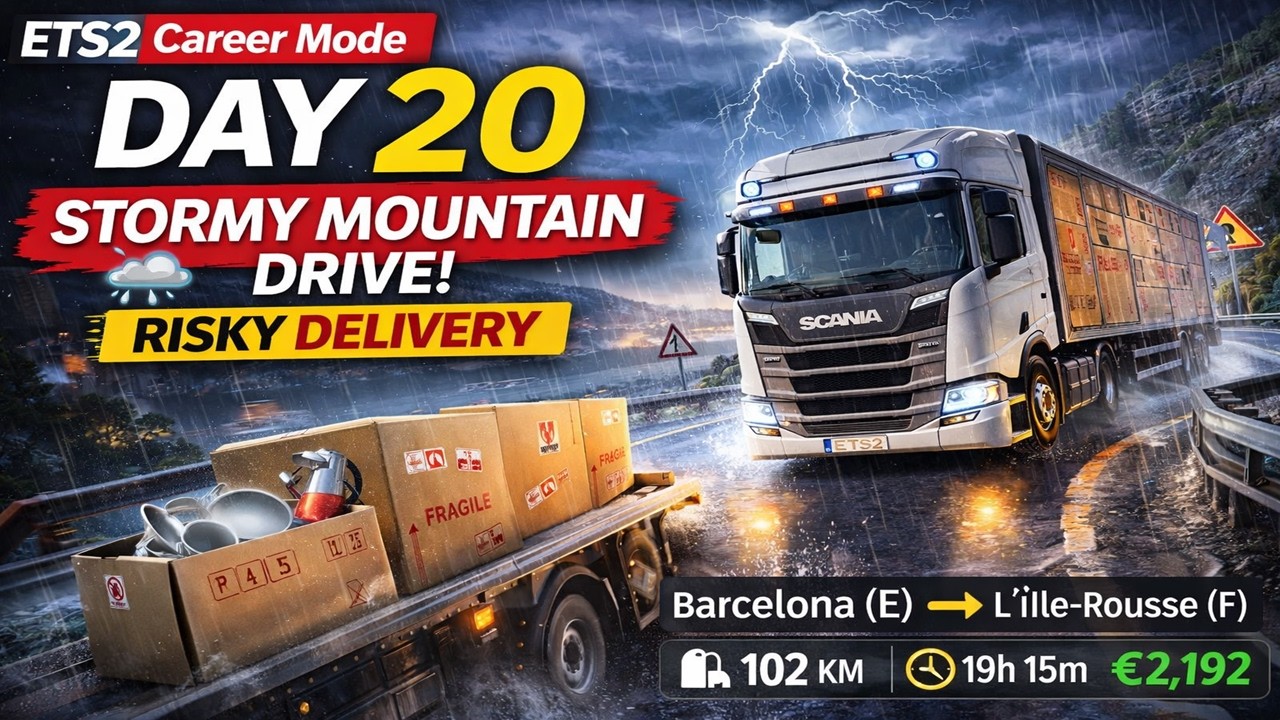 Day 20 – Rain + Mountains = CHAOS! 🚛 Dangerous Delivery in ETS2