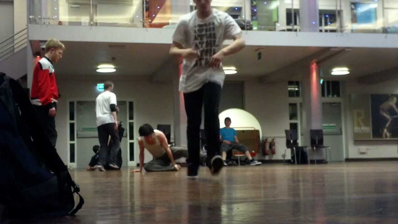Leeds University break dancing session with inky Steve Bruce and flo jangles