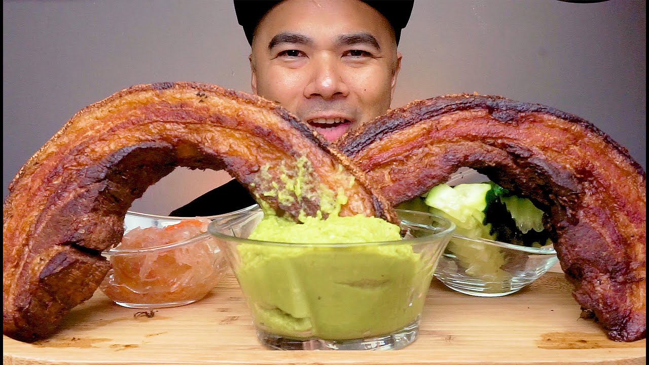 LECHON KAWALI WITH GUACAMOLE | MUKBANG ASMR | CRISPY PORK BELLY | ALFIE EATS