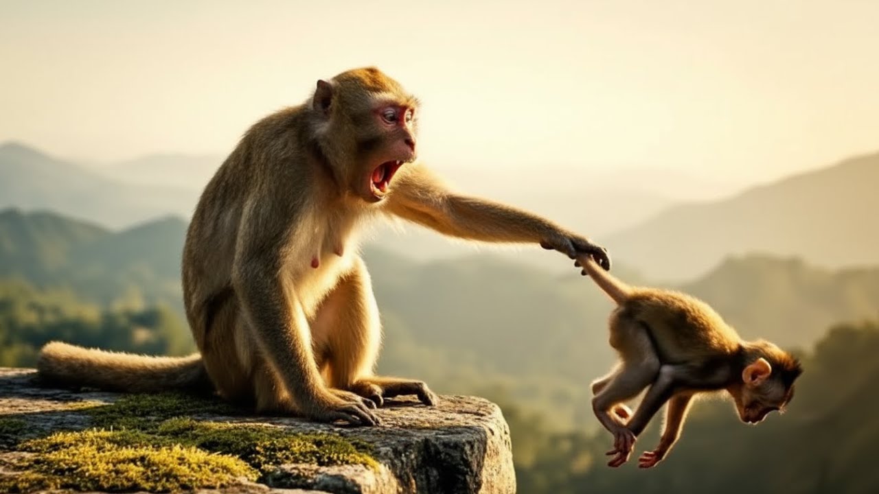 500ft Fall: The Heart-Stopping Moment a Mother Monkey Becomes a Hero