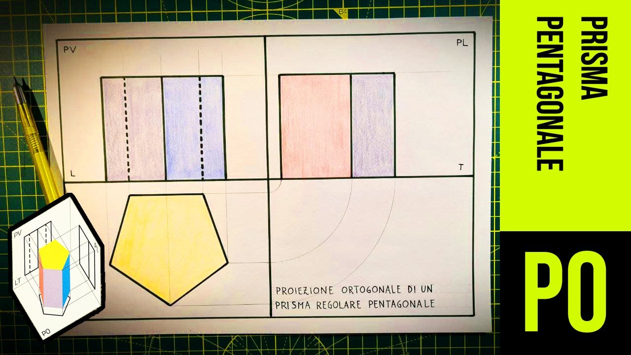 PROIEZIONE ORTOGONALE di un PRISMA REGOLARE PENTAGONALE