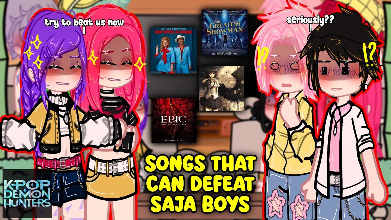 (🇺🇲) Kpop Demon Hunters React To Songs That Can Defeat SAJA BOYS! | Ft. Huntrix | 2x Speed | GACHA