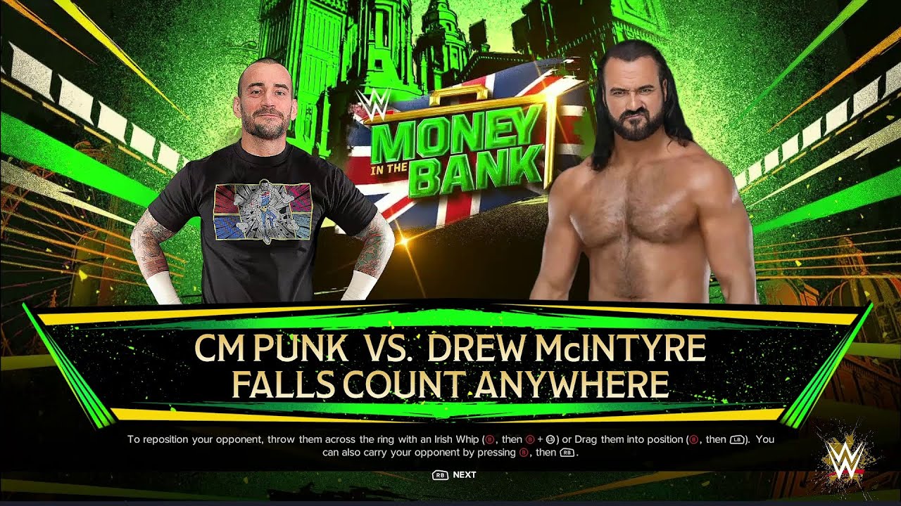 WWE 2K24 FULL MATCH —  CM Punk vs Drew McIntyre — Falls Count Anywhere Match!