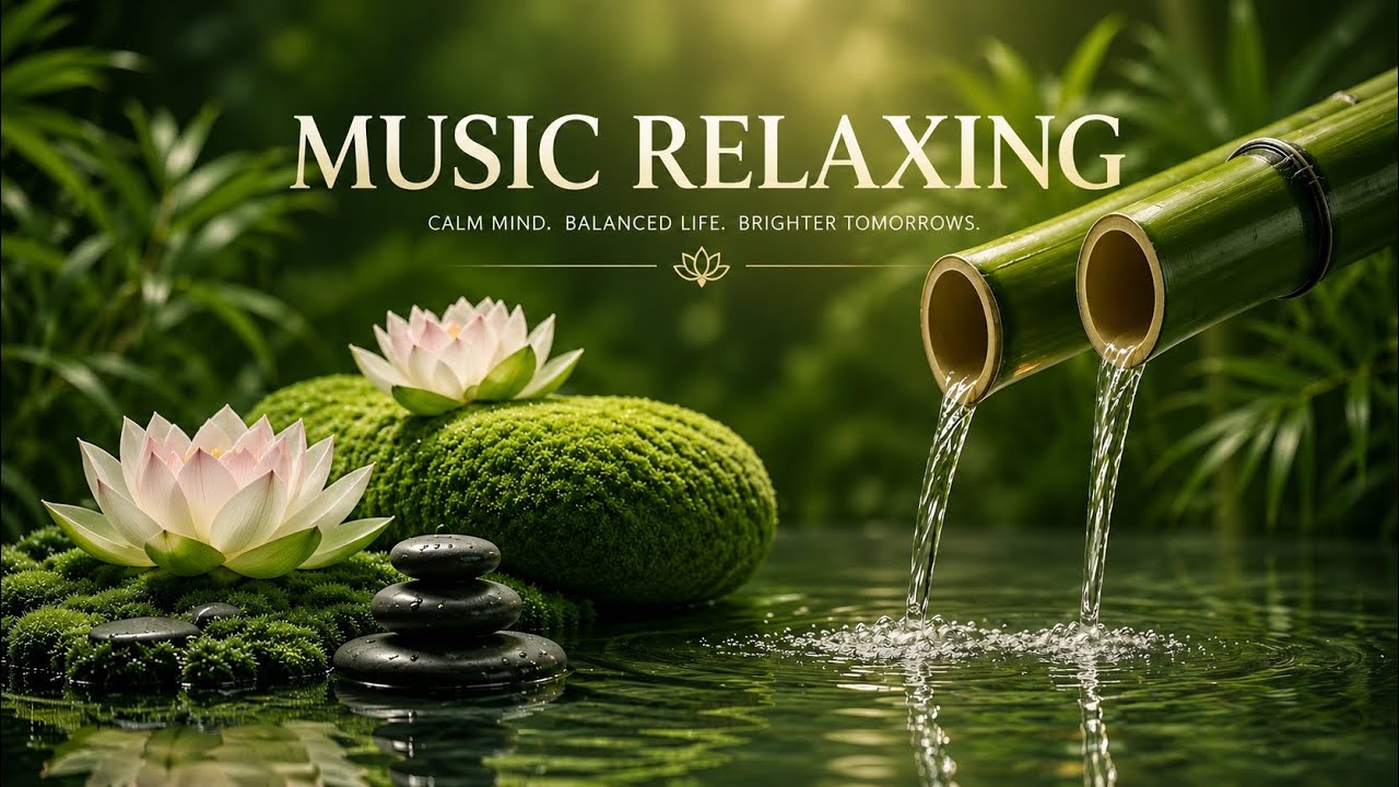🌿 Relaxing Music | Peaceful Bamboo Waterfall & Lotus Pond | Deep Sleep, Meditation & Stress Relief 