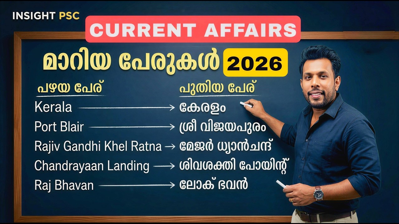 മാറിയ പേരുകൾ 2026 | PSC Exam Important | 1 Mark ഉറപ്പ് | Latest Current Affairs