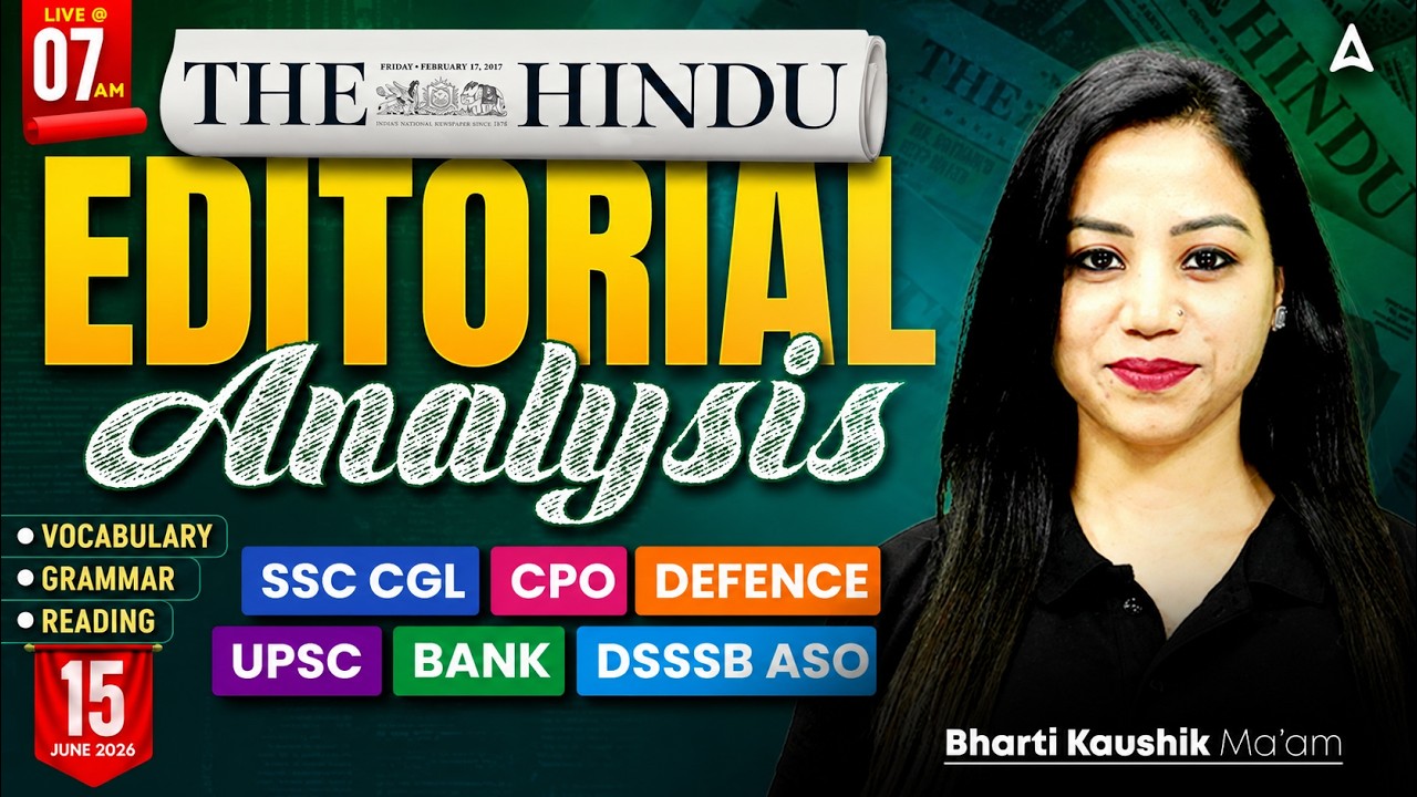 The Hindu Analysis | 15th June 2026 | The Hindu Newspaper Analysis Today | The Hindu By Bharti Mam
