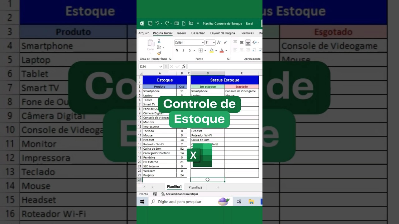 Planilha de Controle de Estoque no Excel | #excel