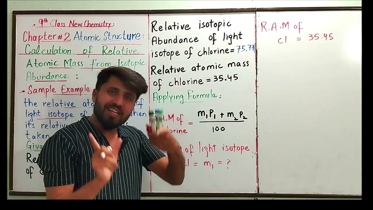 Sample Example 2:Calculate the relative atomic mass of light isotope of Chlorine|Chp#2|Lec#16|
