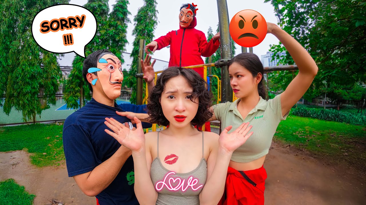 ESCAPING ANGRY GIRL and HER BOYFRIEND 👿 | PRANK GONE WRONG (Money Heist Parkour POV)