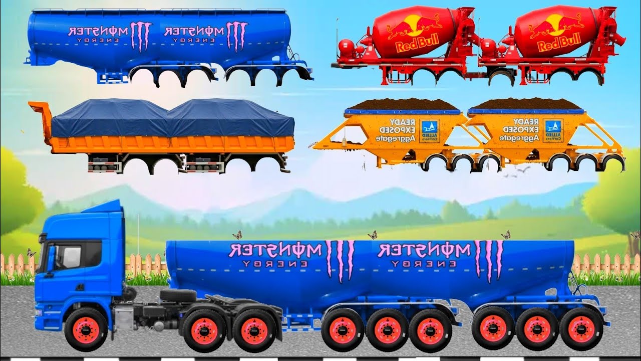 Угадайте, на картинке изображен грузовик с длинным кузовом! Пескоразбрасыватель, бетономешалка, сам