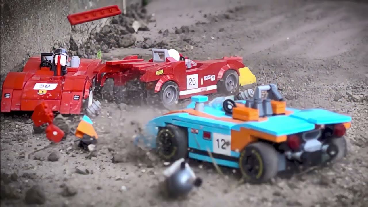 LEGO 1970 Sportscars MOC crash compilation 1000fps