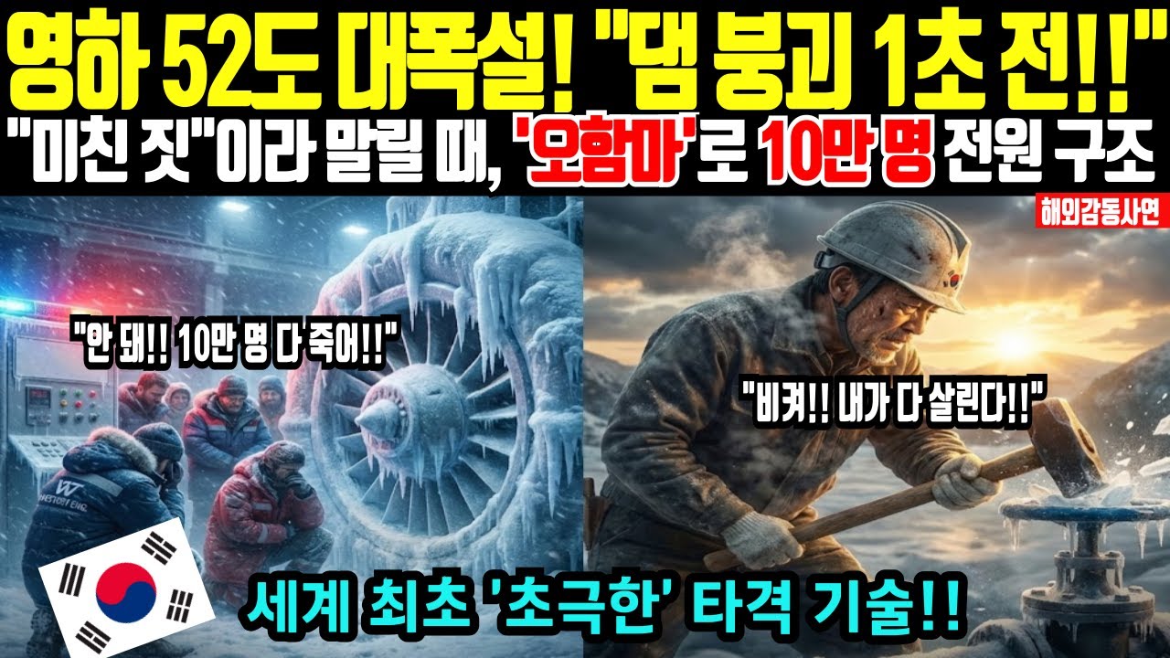 [해외감동사연] 캐나다 대폭설에 100억 로봇도 얼어버린 댐, 한국인 반장이 '오함마' 하나로 뚫어버리자 전 세계 경악 ㄷㄷ