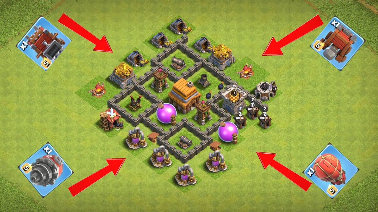 Siege machines vs. Town Hall 4 Map🔥🔥