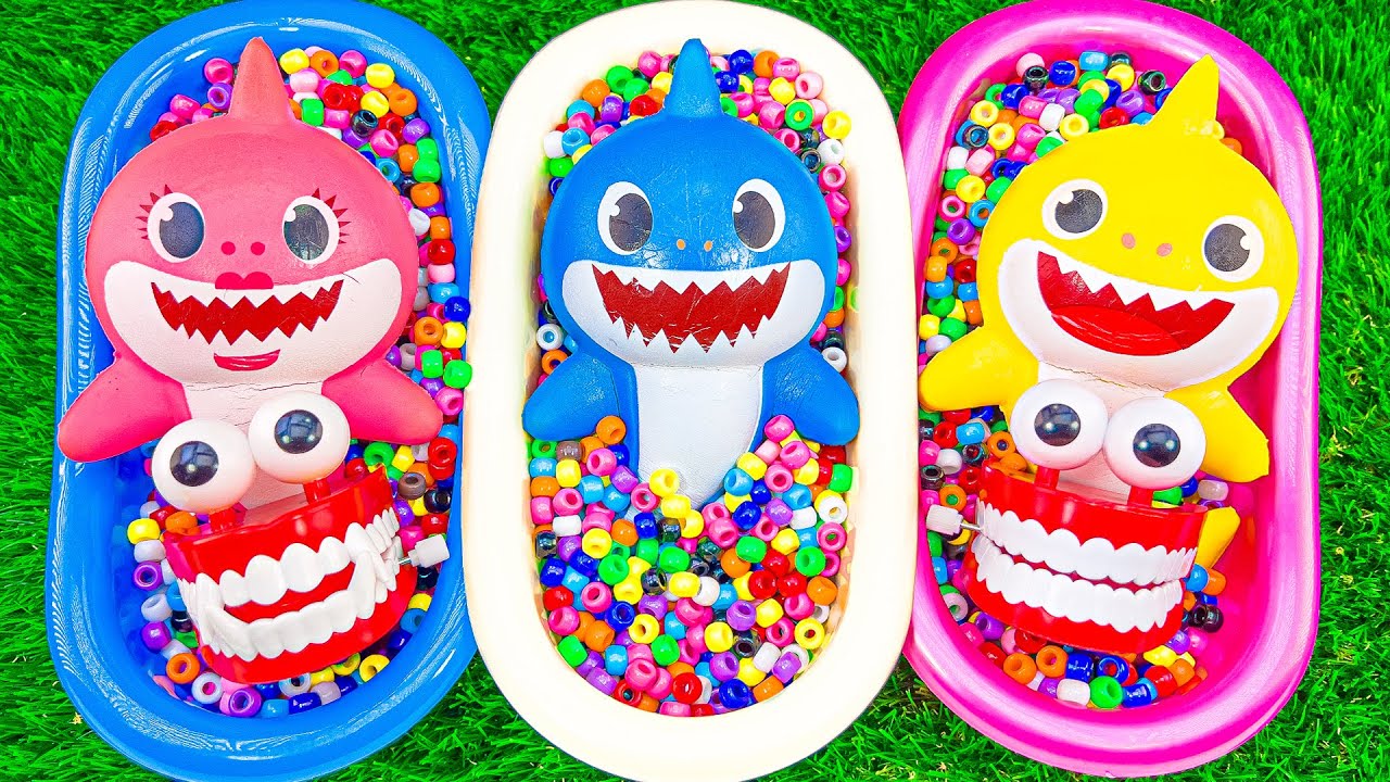 Oddly ASMR | How i Made 1K Magic Beads Mixing with Color Baby Sharks Toys