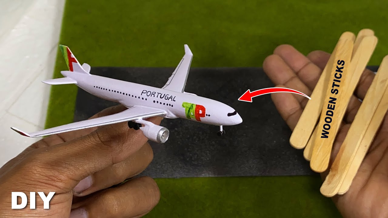 Build Airplane model from wooden sticks Airbus A330-900 TAP Portugal
