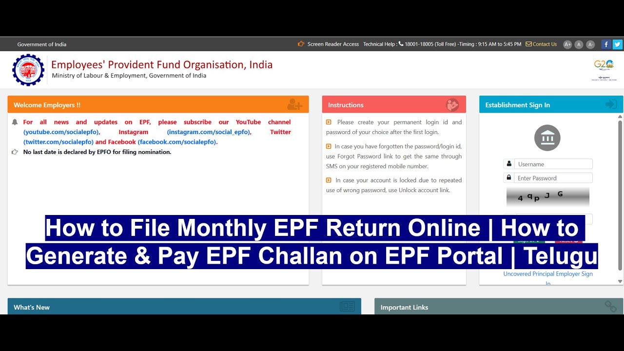 How to File Monthly EPF Return Online | How to Generate & Pay EPF Challan on EPF Portal | Telugu