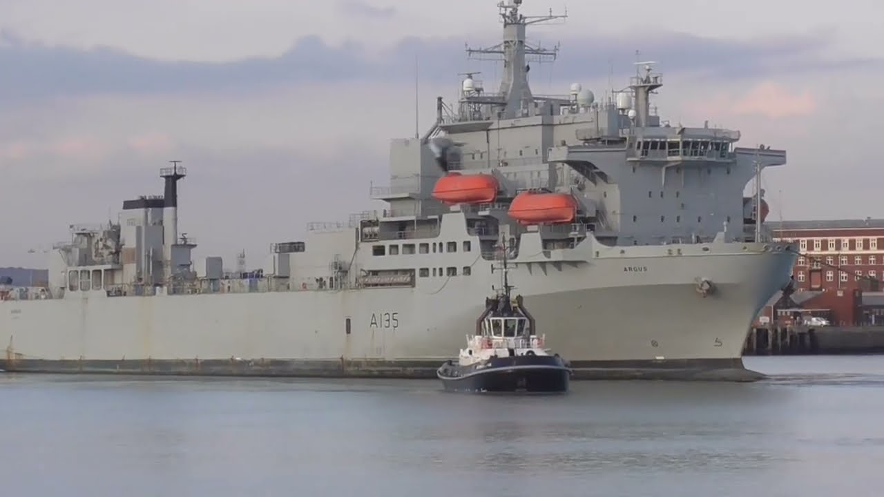 RFA ARGUS final departure from Portsmouth