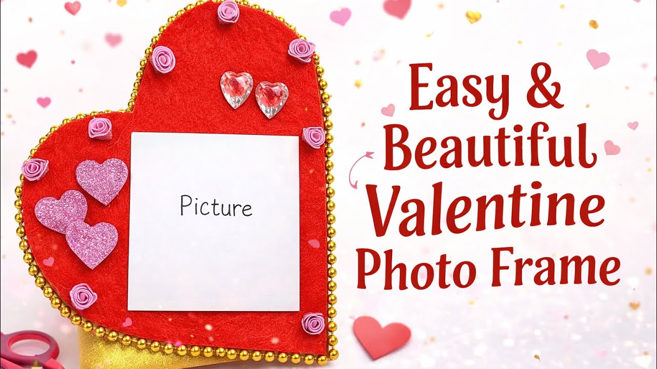 easy and beautiful valentine photo frame #diy #art #valentinediy 