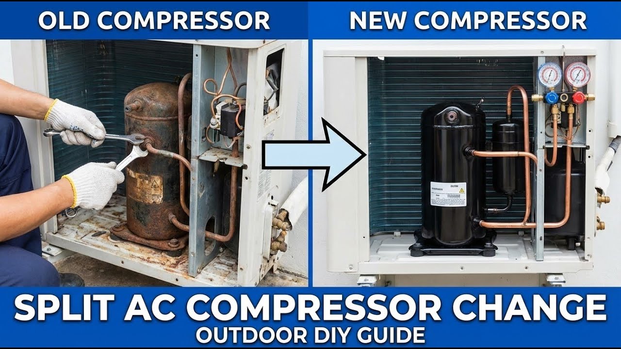 AC Compressor Change | AC कंप्रेसर कैसे बदलें, चेक करें और नया कंप्रेसर इन्स्टॉल करें |
