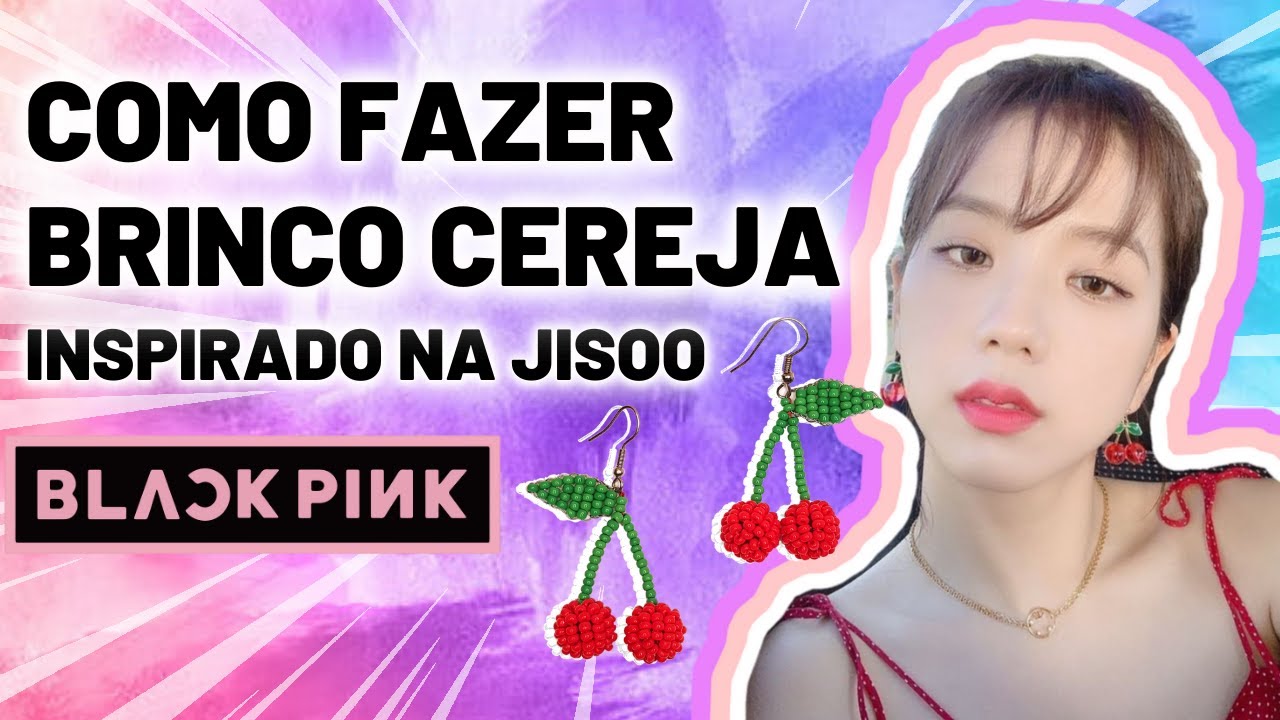 Como Fazer Brinco de Miçangas Cereja Indie Style (DIY Beads Cherry Earrings Jisoo Blackpink)
