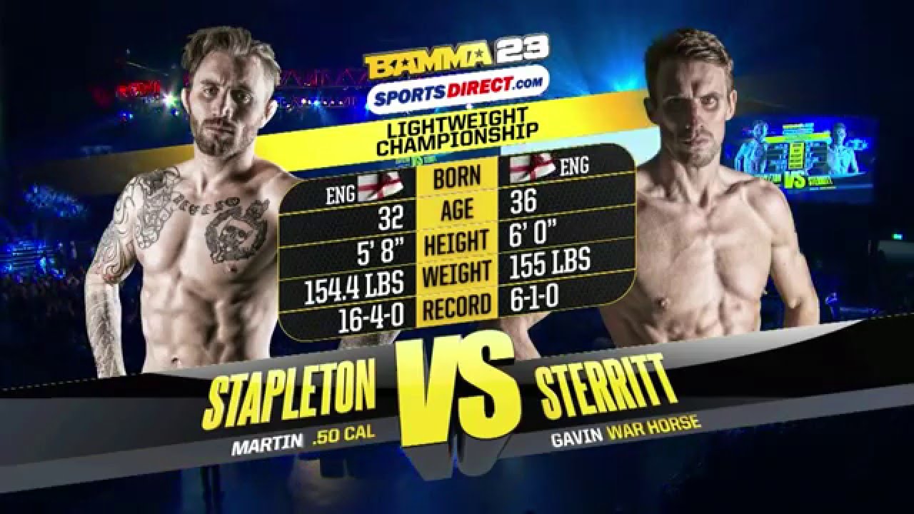 BAMMA 23 Martin Stapleton vs Gavin Sterritt - BAMMA Lightweight Title