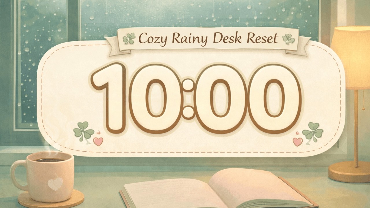 10 Minute Countdown Timer | Cozy Rainy Desk Reset | Calm Lofi Focus Music