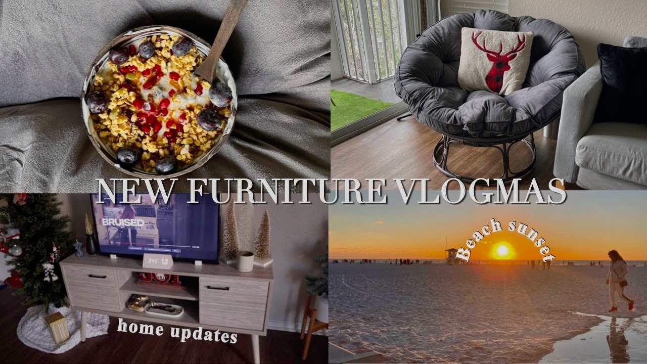 Unboxing up new furniture for my home, beach sunsets, movie marathon | VLOGMAS DAY 22