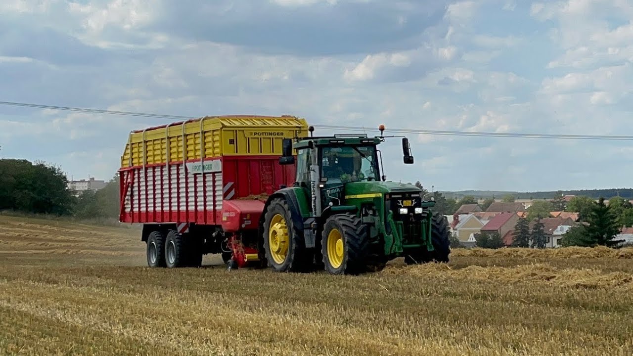 Zběr slámy ,John deere 8100,New holland t7 260,2x Pöttinger jubmo 