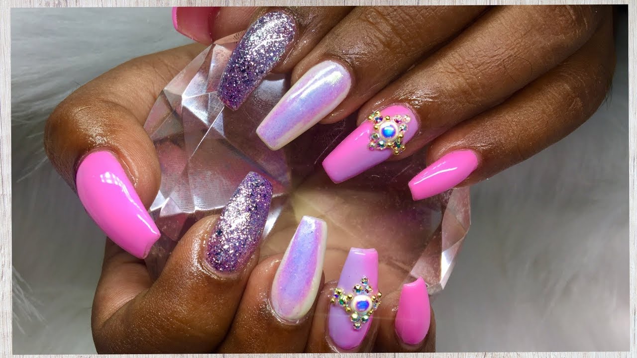 How to Acrylic Nails | Infill | Unicorn Opal Chrome | Gel Polish Ombr&eacute; Nail Art Tutorial