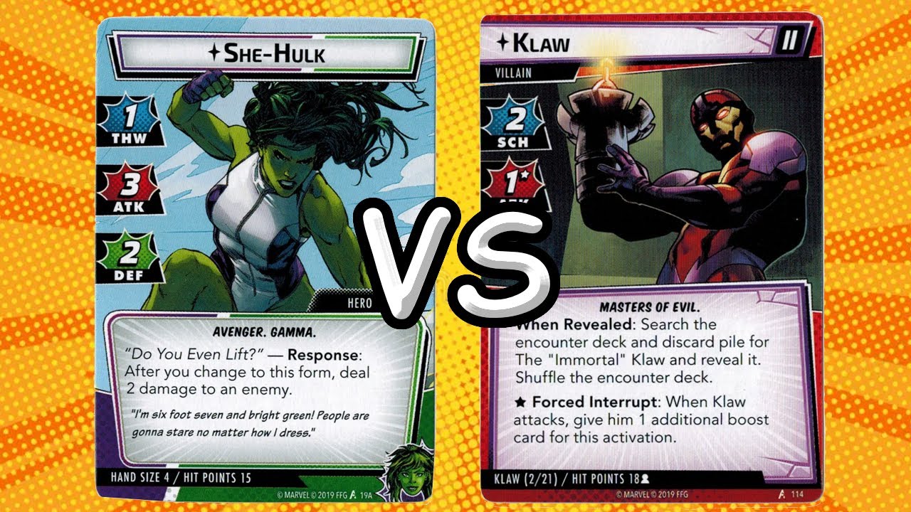 I don't understand Expert Marvel Champions She Hulk (A) vs Klaw (E1)