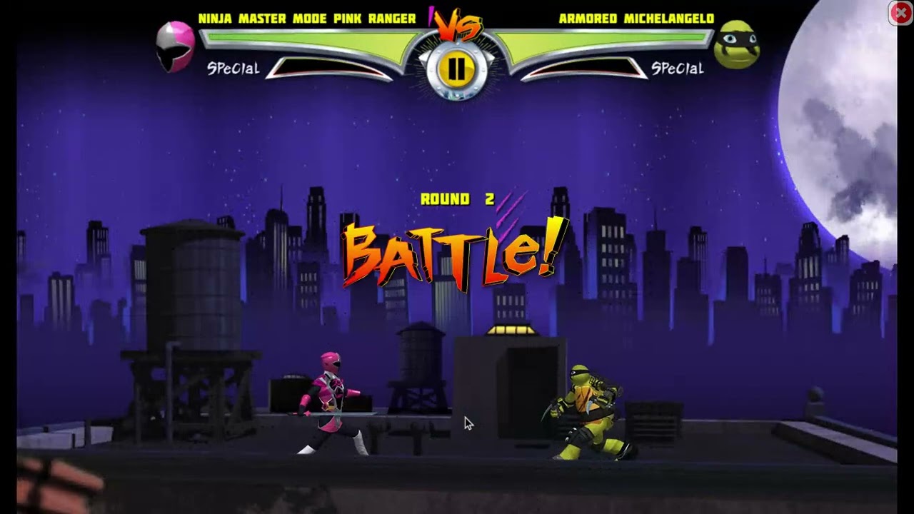 Ultimate Hero Clash 2 Ninja Master Mode Pink Ranger vs Armored Michelangelo