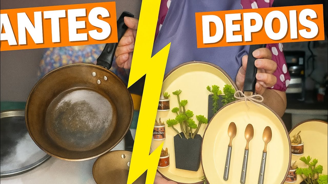 DE SUCATA A DECORAÇÃO: TRANSFORMEI UMA FORMA E DUAS FRIGIDEIRAS VELHAS EM PEÇAS INCRÍVEIS 