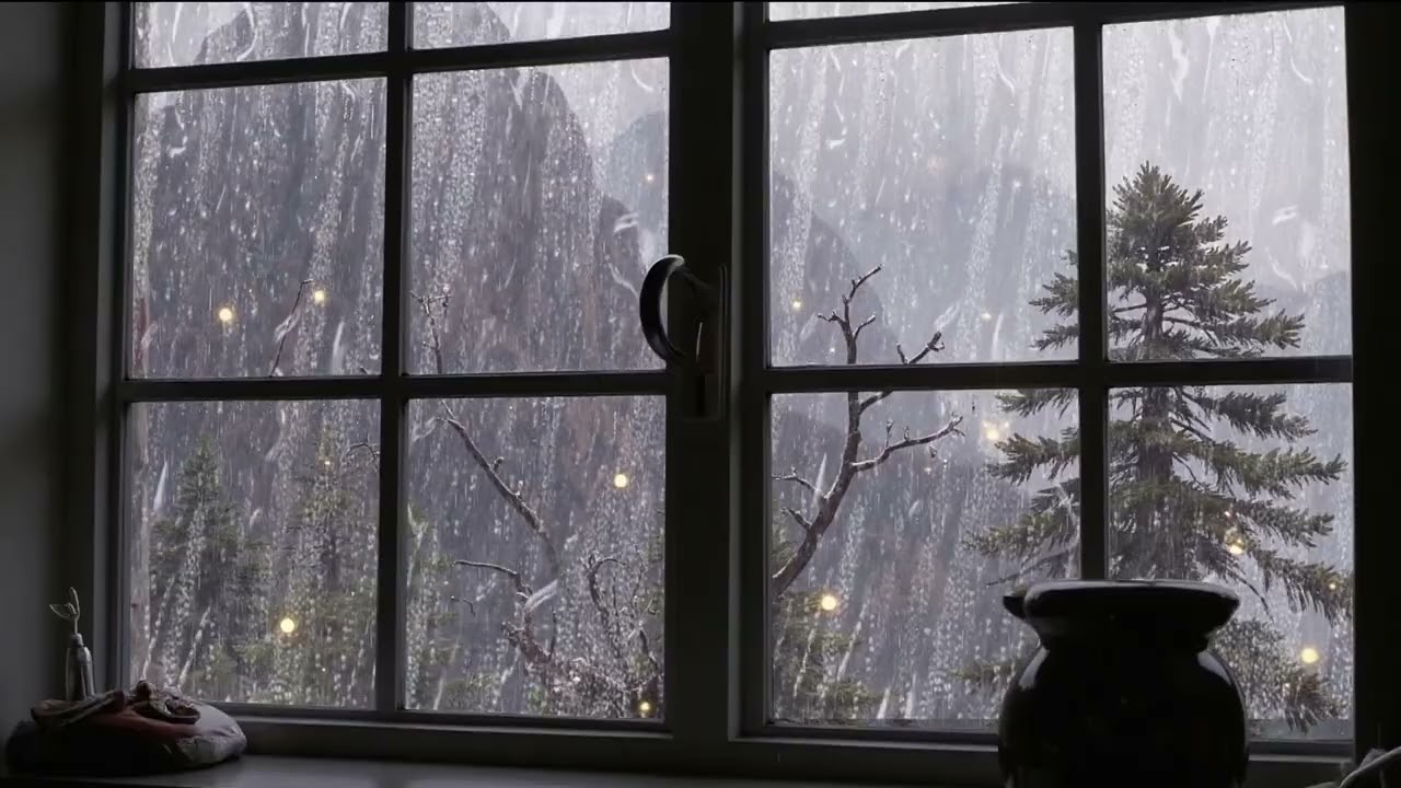Thunderstorm and Rain on Window | Sleep, Study and Relaxation Ambience