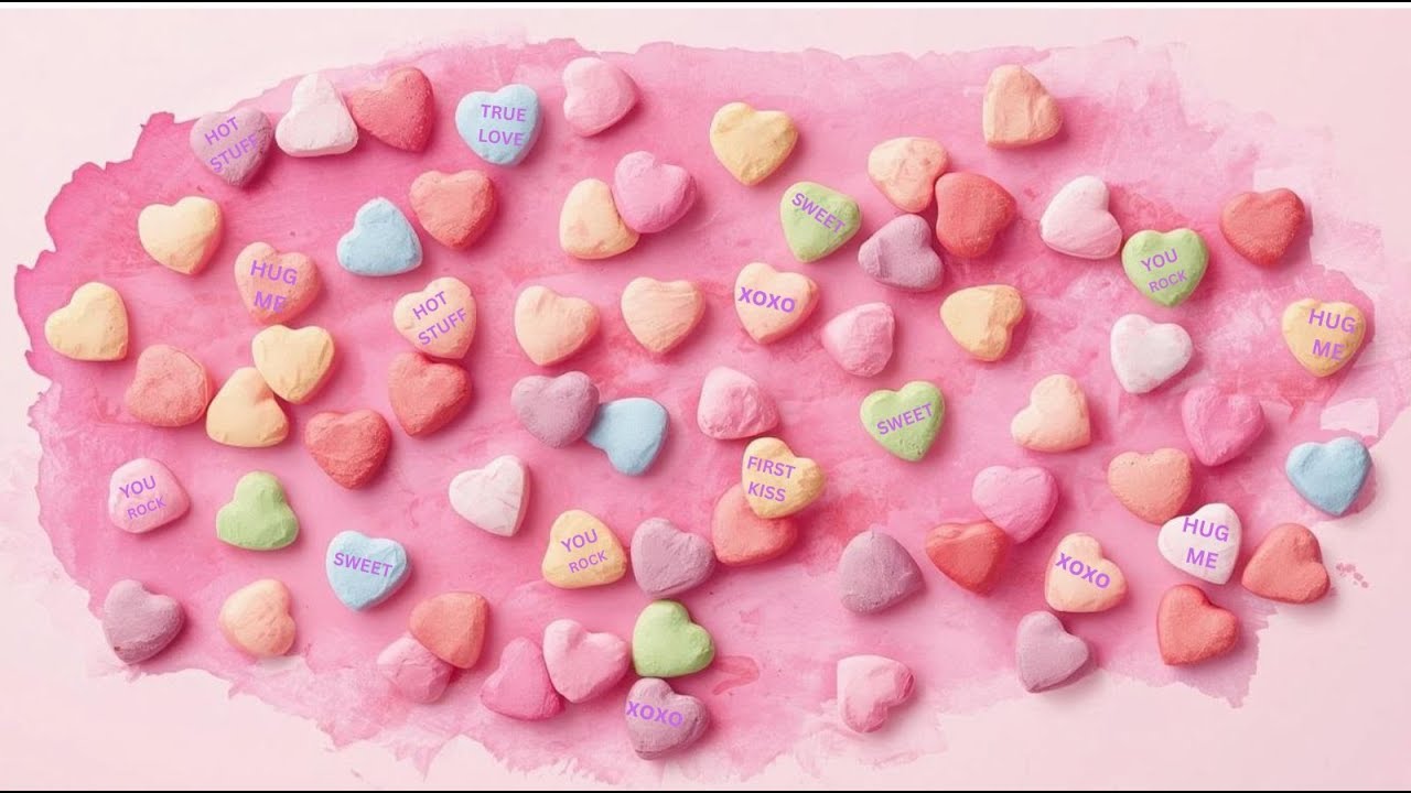 Valentine’s TV Art | Colorful Conversation Hearts Watercolor | 4K