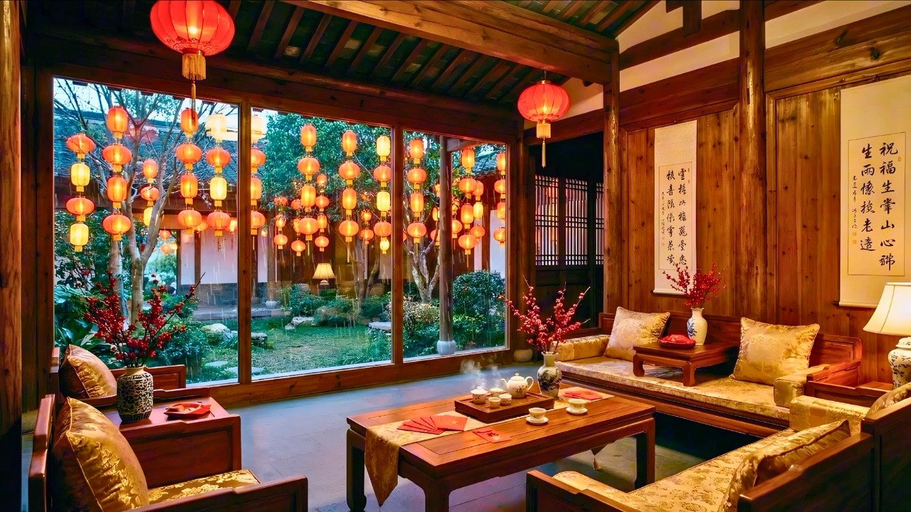 Lunar New Year 2026 🌙 Relaxing Piano & Gentle Rain | Chinese New Year Ambience #tet