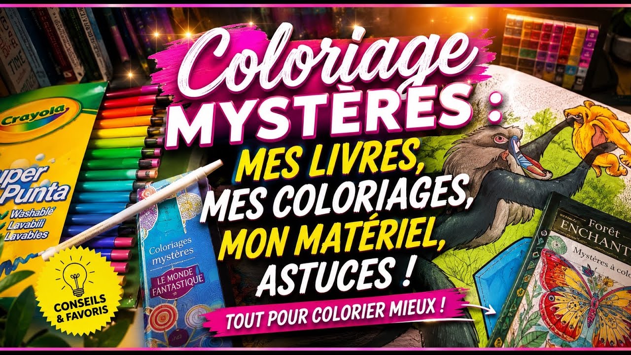 Coloriage mystères : mes livres, mes coloriages terminés, mon materiel, astuces