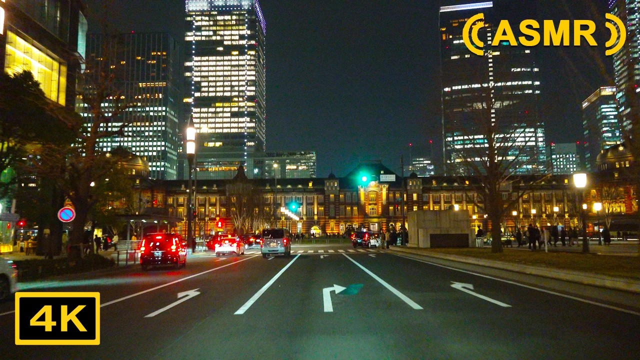 ASMR Tokyo Night Drive 4K driving in Akihabara･Ginza･Tokyo Sta.etc.東京夜景ドライブ 虎ノ門→秋葉原→銀座→東京駅 駕車旅行|开车视频
