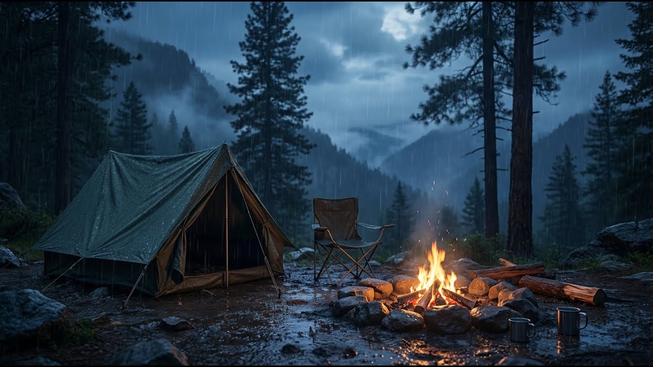 Live Camping Ambience |🌲🔥 Relaxing Forest, Campfire & Night Sounds for Sleep & Focus