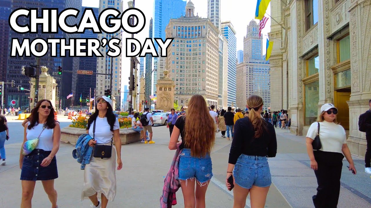Mother's Day🌷in Chicago Downtown Walking Tour on Sunday | May 12, 2024 | 4k Video City Sounds