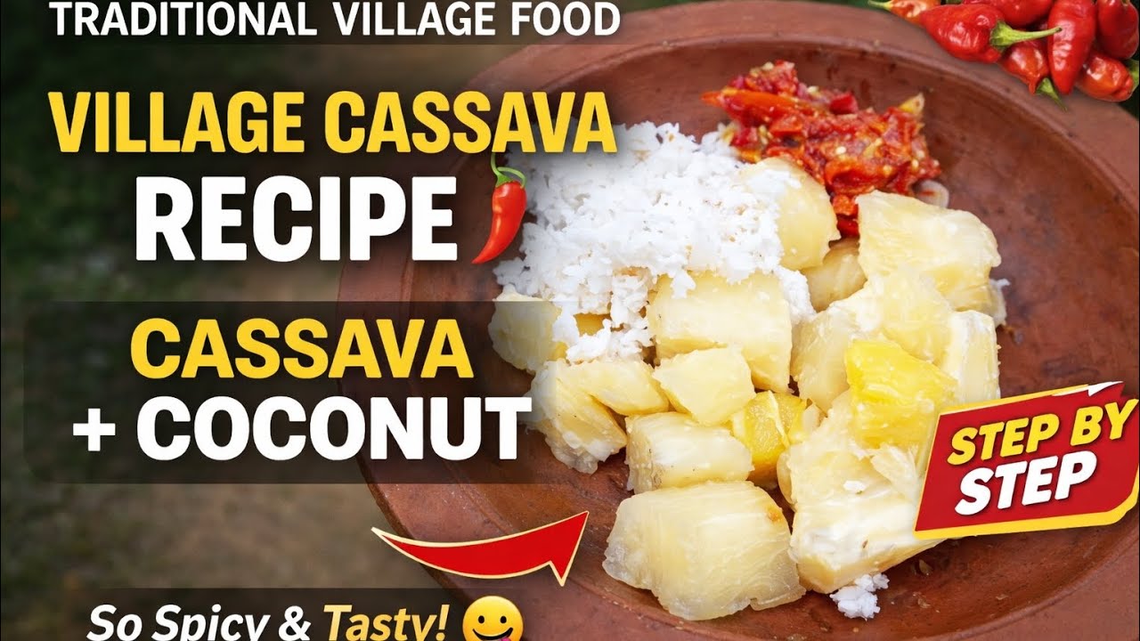 From Garden to Plate😋🍛 | Village Style Cassava with Coconut & Chili Sambol  | Step by Step