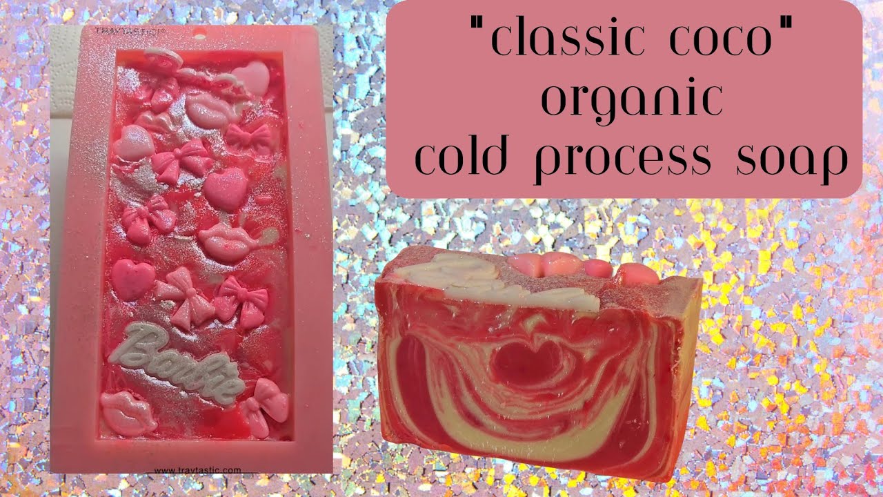Making Classic Coco Organic Cold Process Soap. Chanel inspired Soap with Embeds (bows, hearts, lips)