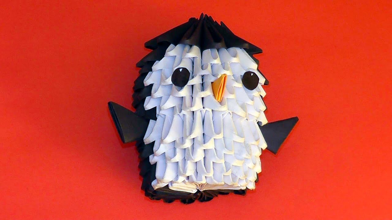 How to make a paper penguin. 3D origami tutorial for beginners
