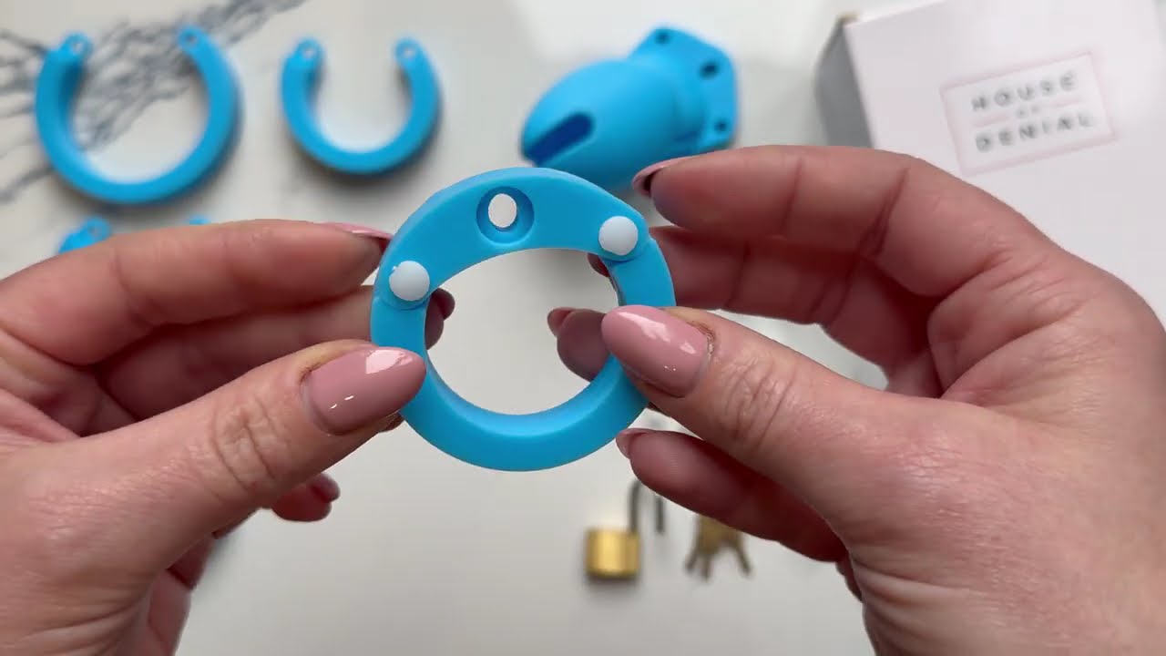 Blue HoD600S Silicone Chastity Cage Kit Assembly | House of Denial