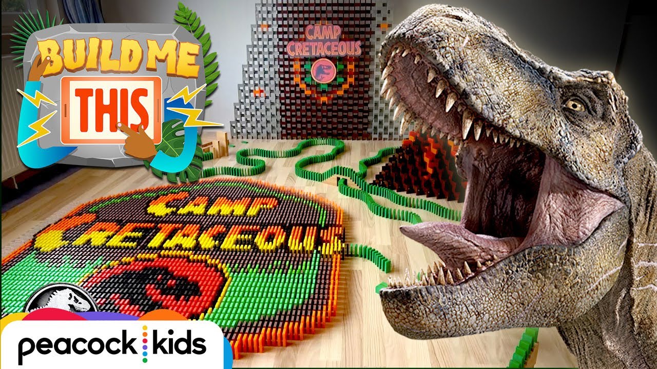 Camp Cretaceous 10,000 Dominoes DESTRUCTION! | JURASSIC WORLD’S BUILD ME THIS