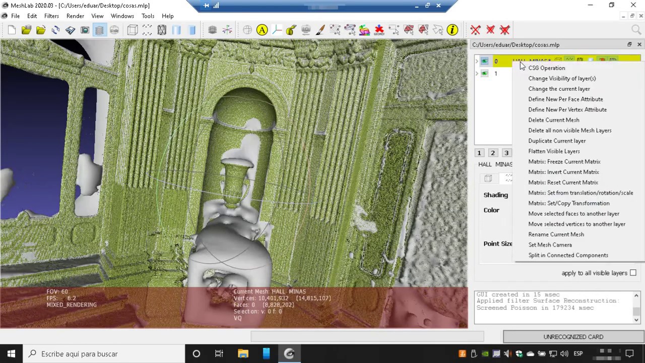 Generate mesh from point cloud in MeshLab